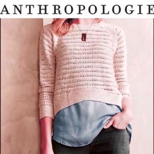 Anthropology moth eyelet button back crop size M